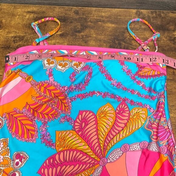 Trina Turk Swim Meilani Border-Print Tankini Top in Blue/Pink Multi. Sz 4. NWT! - Picture 12 of 13